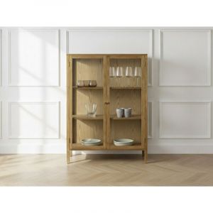 BOBOCHIC - Buffet haut 2 portes 90 cm CARMEN placage ch&ecirc;ne massif