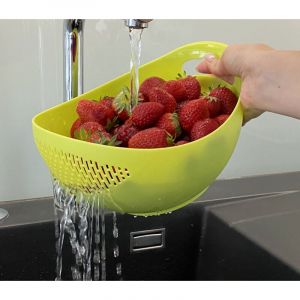 Bol avec passoire Plastique 521 Vert Passoire &agrave; p&acirc;tes Passoire de cuisine Bol de lavage &Eacute;gouttoir Saladier Lavable au lave-vaisselle