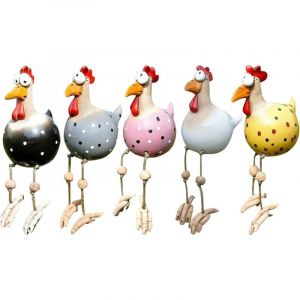 D&eacute;coration de Jardin de Statue de Poulet en c&eacute;ramique, Figurine de poterie de Prise de Jardin de Figure Animale, Statue de Poule Artisanale pour