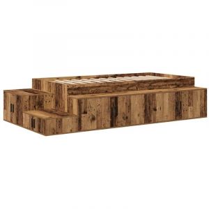 Lit double，Lit adulte，Cadre de lit avec rangement Bois ancien 244 x 127 x 53.5 cm CFW6592411
