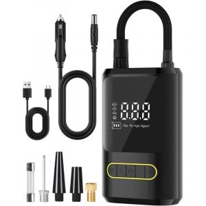 Gonfleur Pneus Voiture, 12V Compresseur Voiture avec Lumi&egrave;re LED, Batterie 4000mAh 150PSI Gonfleur Pneus Voiture Sans Fil, Compresseur &agrave; Air avec 4