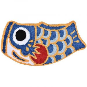 Tapis de Bain en Forme de Poisson - Motif Drapeau Ko&iuml; Japonais - Doux Absorbant Antid&eacute;rapant