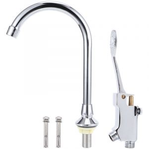 Robinet à commande au pied, robinet à pédale mains libres G1 / 2in robinet d'eau en cuivre froid unique robinet de commande au pied de laboratoire