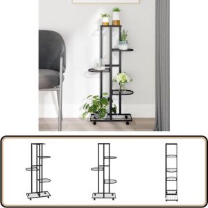 Vidaxl - Jardinière à 5 niveaux avec roues 44x23x100 cm Noir Fer - Support Plante - Jardinerie - Étagère Murale - Fleur Pot - Décoration Intérieur