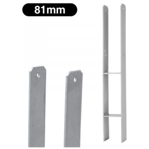 Swanew - Ancrage de poteau Support de poteau en h Ancrage de poteau encastré pour abris de voiture, maisons sur pilotis 8x 81MM - argenté