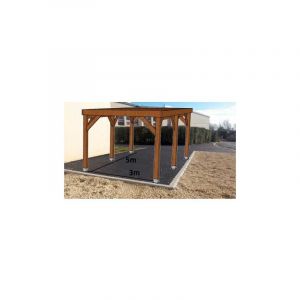 Sud Bois - kit Carport Bois Douglas Naturel Solide et Durable sans couverture. Dim. 3.20 m x 5.10 m. Livraison Gratuite fr