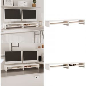 Vidaxl - Support de moniteur Blanc 100x24x13 cm Bois de pin solide - Support D'&eacute;cran - Meuble Tv - Bureau - Bois De Pin - Rangement - Home & Living