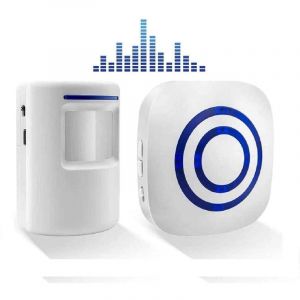 Sonnette sans Fil Kit de Carillon de Porte Electrique avec 1 R&eacute;cepteur et 1 D&eacute;tecteur de Mouvement PIR Capteur Alerte Visiteur Alarme de S&eacute;curit&eacute;