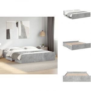 Vidaxl - Cadre de lit avec tiroirs sans matelas gris béton 180x200 cm - Cadre De Lit - Lit Double - Lit Avec Tiroirs - Meuble De Chambre - Rangement