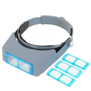 1.5X/2X/2.5X/3.5X Lunettes Loupe Grossissante avec &Eacute;clairage avec 4 Lentilles Amovibles - Casque Loupe Frontale Serre T&ecirc;te avec Lumi&egrave;re pour