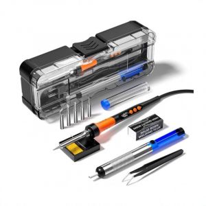 Kit fer à souder, pistolet à souder numérique LCD 90 W, kit outil fer à souder 12 en 1, température réglable de 180 à 480 °C, avec 5 pannes à souder