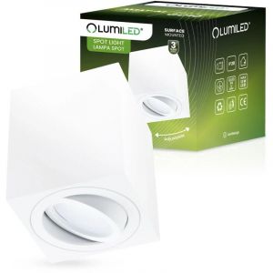 Spot halog&egrave;ne en saillie mobile AMAT-M GU10 carr&eacute; blanc