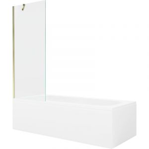 Mexen - Vega baignoire rectangulaire 180 x 80 cm avec habillage et paroi 1 volet 70 cm, transparent, dor&eacute; - 550118080X9507000050