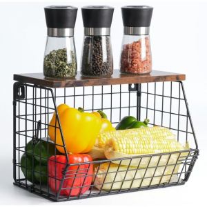 [JAMAIS UTILIS&Eacute;]Corbeille &agrave; fruits et l&eacute;gumes, Corbeille &agrave; fruits murale, &Eacute;tag&egrave;re de plateau &agrave; fruits empilable, Panier de rangement pour cuisine de