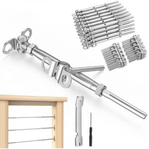 Kit de garde-corps &agrave; c&acirc;bles de 1/8", 10 paires, tendeur &agrave; bascule, angle r&eacute;glable, en acier inoxydable T316, pour poteaux en bois de 2"x2", 4"x4",