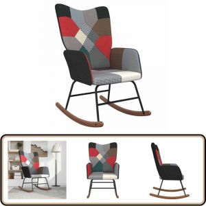 Chaise &agrave; bascule Patchwork Tissu - Chaise &agrave; Bascule - Fauteuil Relaxant - Chaise De D&eacute;tente - Mobilier Ext&eacute;rieur - D&eacute;coration Int&eacute;rieure