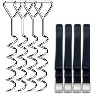 Set d'ancrage pour Trampoline, &Agrave; Toute &eacute;preuve Trampoline kit d'ancrage, Kit d'ancrage au Sol avec 4 Sardines et Sangles