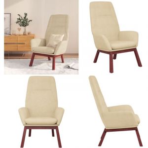 Chaise de relaxation Crème Tissu - Fauteuil Relaxant - Chaise Confort - Chaise Lounge - Mobilier Salon - Chaise Design - Home & Living