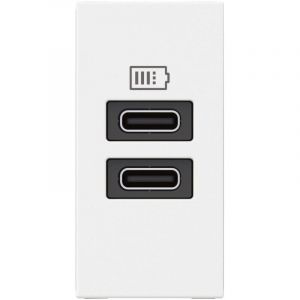 Prise 2 usb Type-C Mosaic 3A 15W pour boite de sol, bloc bureau et goulotte 1 module blanc Legrand 077680L