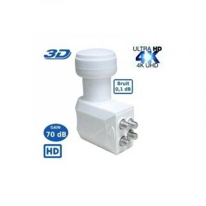 M-e - lnb Quad SR-4088, 0.1dB High Gain 70 db - Tête Parabole Universelle Compatible Full hd 4K tntsat Canal+ Astra et fransat