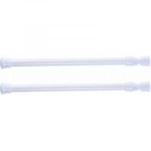 Lot de 2 tringles &agrave; rideau de douche t&eacute;lescopiques, sans per&ccedil;age, pour douche, baignoire, armoire, blanc, largeur 30-50 cm