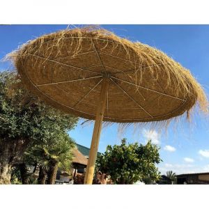 Suinga &ndash; Parasol droit 2,20m en sparterie &ndash; Poteaux en bois autoclav&eacute; 3m x 10cm &ndash; R&eacute;sistant aux intemp&eacute;ries pour piscines et terrasses