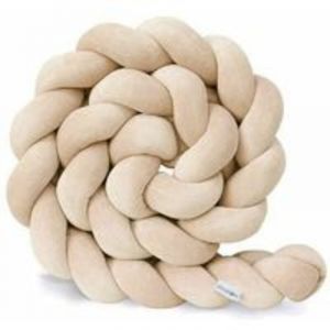 Fitags - Protector de cuna de una pieza, almohada de algod&oacute;n para reci&eacute;n nacido, cama de viaje ideal, almohada de terciopelo para beb&eacute;, beige, 2 m