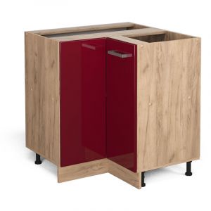 Meuble d'angle R-Line, Rouge bordeaux Haute brillance, 75.6 cm sans plan de travail Vicco