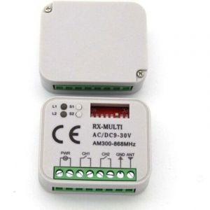 R&eacute;cepteur Universel 433.92 MHz Multicode avec 3 T&eacute;l&eacute;commandes, Port&eacute;e 150m, Alimentation 9-30V AC/DC, Compatible Portail Garage