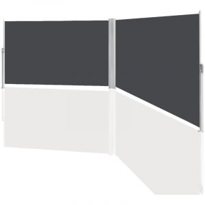 Swanew Double Store latéral Brise Vue rétractable Paravent extérieur pour Balcon terrasse et Jardin avec Gris 180x600cm