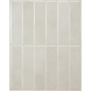 Cr&eacute;dence adh&eacute;sive pour cuisine et salle de bain, carreaux blanc-gris autocollants, lot de 5 feuilles,29 x 22.86 cm