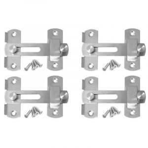 4pcs Loquet à Bascule Porte Coulissante en Acier Inoxydable Verrou de Porte Barre de Loquet Sécurité Serrure Pour Porte Fenêtre Meubles - Ccykxa