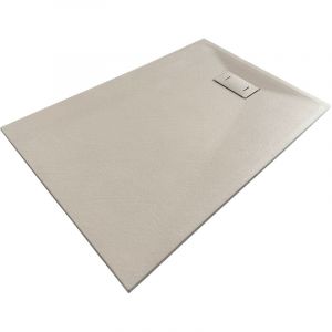 Nala - Receveur de douche smc en fibre de verre effet pierre avec bonde inclus h. 2,6 cm 80 x 140 Taupe