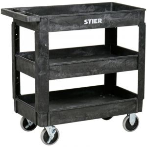 Chariot polyvalent en plastique avec 3 plateaux, 250 kg, LxlxH 870x430x850 mm, chariot de service, chariot d'atelier - Stier