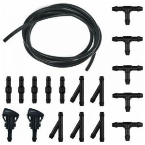 Durite Lave Glace, Kit de Tuyau Essuie Glace, 5M Tuyau de Liquide de Lave-Glace, avec raccord de tuyau 15 Pices + 2 Pcs Buse,
