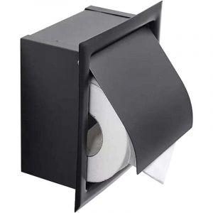 Porte-papier toilette encastr&eacute;, acier inoxydable avec couvercle, design encastr&eacute;, gain de place, porte-papier toilette noir mat, adapt&eacute; &agrave; la cuisine,