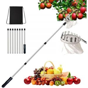 cueille fruit telescopique, cueilleur de fruits d&eacute;tachable de 3,2 m, cueilleur de fruits avec sac de rangement et perche r&eacute;tractable, outil de