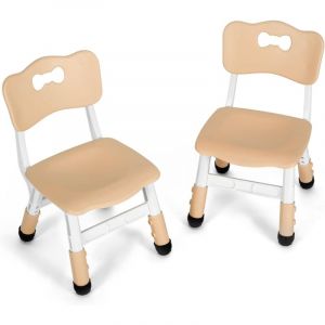 Tlgreen - Lot de 2 Chaises pour Enfants en Plastique,Chaise de Bureau,Réglable en Hauteur,Tabouret Capacité Portante 100kg (Jaune)