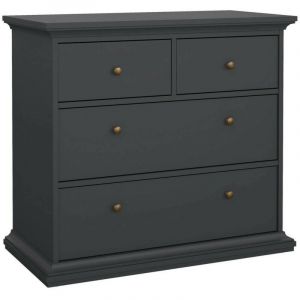 Commode Arika, 4 Tiroirs, Ouverture Coulissante, 48,50x96,20x86,90h cm Gris
