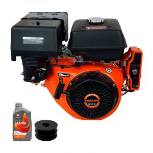 Moteur essence 4 Temps 16 CV D&eacute;marrage &eacute;lectrique + huile + Poulie Moteur 25 mm E