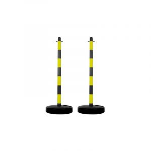 Perel - Poteaux de balisage, délimitation temporaire, pour événements, espaces publics, avec pied à lester, noir/jaune, 2 pièces