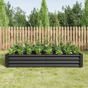 Carr&eacute; potager acier-Toit anthracite antirouille-Stable sans fond-Id&eacute;al l&eacute;gumes et fleurs-180x90x30(cm)