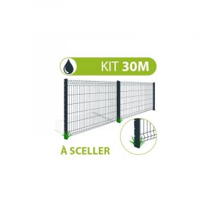 Cloture&jardin - Kit Grillage Rigide Gris Anthracite 30M - jardipremium clips+ - Fil 4/5mm - 1,23 mètre