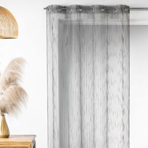 Voilage en organza multicolore tiss&eacute; Gris clair 140x260 cm