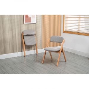 Chaise pliante grise avec si&egrave;ge rembourr&eacute; et housse amovible, empilable, pour salle &agrave; manger, cuisine, bureau, r&eacute;ception et &eacute;v&eacute;nements, pack de 2