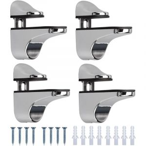 4 Pi&egrave;ces Support de Tablette en Verre,R&eacute;glables Alliage de Zinc Poli Salle de Bains &Eacute;tag&egrave;re en Verre pour Le Verre Et Les Planchers En Bois Jusqu'&Agrave;