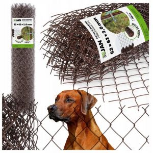 Grillage pour cl&ocirc;ture de propri&eacute;t&eacute;, couleur marron, mailles 62 x 62 mm, diam&egrave;tre 3 mm, hauteur 1,5 m, longueur 10 m