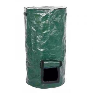 Lot de 2 Sac de Compost Jardin 45x80cm Sacs &agrave; D&eacute;chets de Jardin pe R&eacute;utilisable Sac &agrave; D&eacute;chets Cuisine avec Couvercle Sac Poubelle Jardin Sac