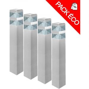Pack de 4 bornes Pyramide Inox 32 LED SMD 9W Finition Inox 60 cm Lumihome&reg;