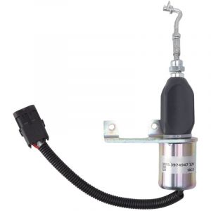 Electrovanne d'arr&ecirc;t de carburant, DC12V 55mm distance de trou vanne d'arr&ecirc;t de moteur vanne d'arr&ecirc;t de moteur d'excavateur arr&ecirc;t &eacute;lectrique de